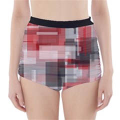 Abstract Tiles, Mixed Color Paint Splashes, Altered High-waisted Bikini Bottoms