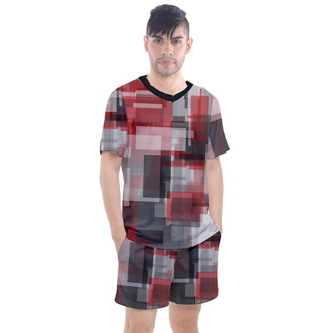 Abstract Tiles, Mixed Color Paint Splashes, Altered Men s Mesh Tee And Shorts Set by Casemiro