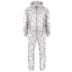 Cute Bunnies And Carrots Pattern, Light Colored Theme Hooded Jumpsuit (men)  by Casemiro