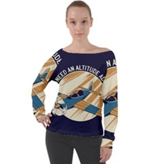 Airplane - I Need Altitude Adjustement Off Shoulder Long Sleeve Velour Top