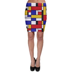 Stripes And Colors Textile Pattern Retro Bodycon Skirt by DinzDas