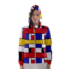 Stripes And Colors Textile Pattern Retro Women s Hooded Windbreaker by DinzDas