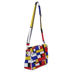 Stripes And Colors Textile Pattern Retro Shoulder Bag With Back Zipper