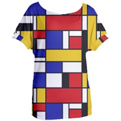 Stripes And Colors Textile Pattern Retro Women s Oversized Tee by DinzDas