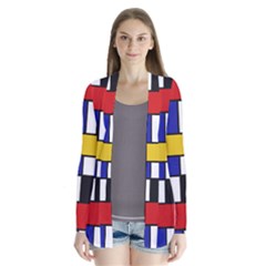 Stripes And Colors Textile Pattern Retro Drape Collar Cardigan by DinzDas