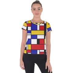 Stripes And Colors Textile Pattern Retro Short Sleeve Sports Top  by DinzDas