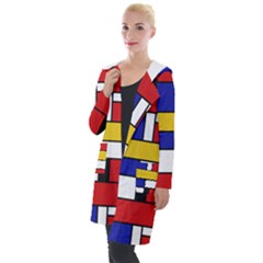 Stripes And Colors Textile Pattern Retro Hooded Pocket Cardigan by DinzDas