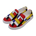 Stripes And Colors Textile Pattern Retro Women s Canvas Slip Ons View2