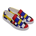 Stripes And Colors Textile Pattern Retro Women s Canvas Slip Ons View3