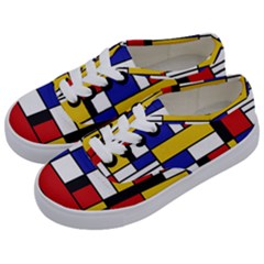 Stripes And Colors Textile Pattern Retro Kids  Classic Low Top Sneakers by DinzDas