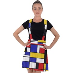 Stripes And Colors Textile Pattern Retro Velvet Suspender Skater Skirt by DinzDas