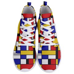 Stripes And Colors Textile Pattern Retro Men s Lightweight High Top Sneakers by DinzDas