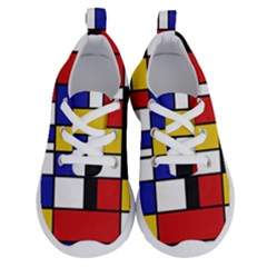 Stripes And Colors Textile Pattern Retro Running Shoes by DinzDas