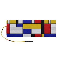 Stripes And Colors Textile Pattern Retro Roll Up Canvas Pencil Holder (m) by DinzDas