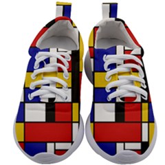 Stripes And Colors Textile Pattern Retro Kids Athletic Shoes by DinzDas