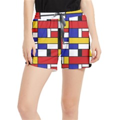 Stripes And Colors Textile Pattern Retro Runner Shorts by DinzDas