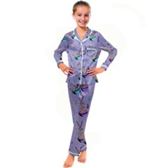 Japanese Ramen Sushi Noodles Rice Bowl Food Pattern Kid s Satin Long Sleeve Pajamas Set by DinzDas