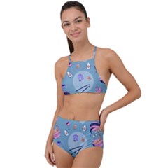 Japanese Ramen Sushi Noodles Rice Bowl Food Pattern 2 High Waist Tankini Set by DinzDas