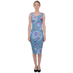 Japanese Ramen Sushi Noodles Rice Bowl Food Pattern 2 Sleeveless Pencil Dress by DinzDas