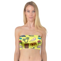 Tropical Island Tiki Parrots, Mask And Palm Trees Bandeau Top by DinzDas