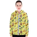 Tropical Island Tiki Parrots, Mask And Palm Trees Women s Zipper Hoodie View1