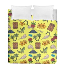 Tropical Island Tiki Parrots, Mask And Palm Trees Duvet Cover Double Side (full/ Double Size) by DinzDas