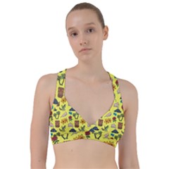 Tropical Island Tiki Parrots, Mask And Palm Trees Sweetheart Sports Bra by DinzDas