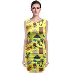 Tropical Island Tiki Parrots, Mask And Palm Trees Classic Sleeveless Midi Dress by DinzDas