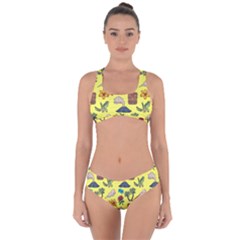 Tropical Island Tiki Parrots, Mask And Palm Trees Criss Cross Bikini Set by DinzDas