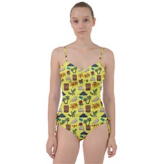 Tropical Island Tiki Parrots, Mask And Palm Trees Sweetheart Tankini Set by DinzDas