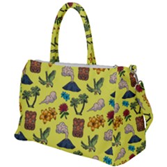 Tropical Island Tiki Parrots, Mask And Palm Trees Duffel Travel Bag by DinzDas