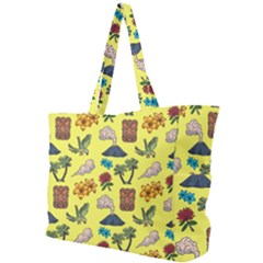 Tropical Island Tiki Parrots, Mask And Palm Trees Simple Shoulder Bag by DinzDas