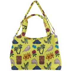 Tropical Island Tiki Parrots, Mask And Palm Trees Double Compartment Shoulder Bag by DinzDas