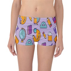 Back To School And Schools Out Kids Pattern Reversible Boyleg Bikini Bottoms by DinzDas