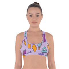 Back To School And Schools Out Kids Pattern Cross Back Sports Bra by DinzDas