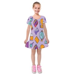 Back To School And Schools Out Kids Pattern Kids  Short Sleeve Velvet Dress by DinzDas