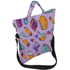 Back To School And Schools Out Kids Pattern Fold Over Handle Tote Bag by DinzDas