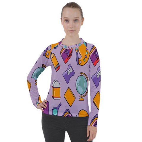 Back To School And Schools Out Kids Pattern Women s Pique Long Sleeve Tee by DinzDas