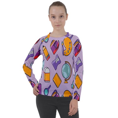 Back To School And Schools Out Kids Pattern Women s Long Sleeve Raglan Tee by DinzDas