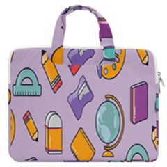 Back To School And Schools Out Kids Pattern Macbook Pro Double Pocket Laptop Bag by DinzDas