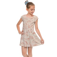 Thanksgiving Flowers And Gifts Pattern Kids  Cap Sleeve Dress by DinzDas