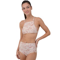 Thanksgiving Flowers And Gifts Pattern High Waist Tankini Set by DinzDas