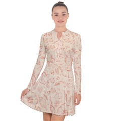 Thanksgiving Flowers And Gifts Pattern Long Sleeve Panel Dress by DinzDas