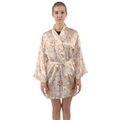 Thanksgiving Flowers And Gifts Pattern Long Sleeve Satin Kimono by DinzDas