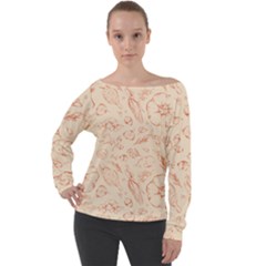 Thanksgiving Flowers And Gifts Pattern Off Shoulder Long Sleeve Velour Top by DinzDas