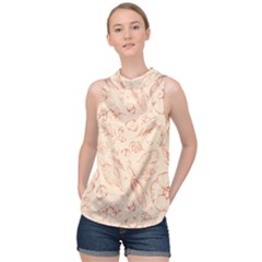 Thanksgiving Flowers And Gifts Pattern High Neck Satin Top by DinzDas