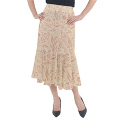 Thanksgiving Flowers And Gifts Pattern Midi Mermaid Skirt by DinzDas