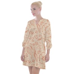 Thanksgiving Flowers And Gifts Pattern Open Neck Shift Dress by DinzDas