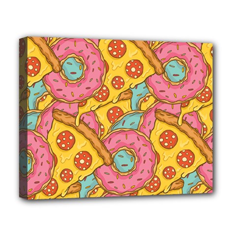 Fast Food Pizza And Donut Pattern Deluxe Canvas 20  X 16  (stretched) by DinzDas