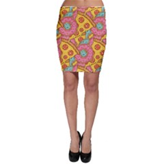 Fast Food Pizza And Donut Pattern Bodycon Skirt by DinzDas